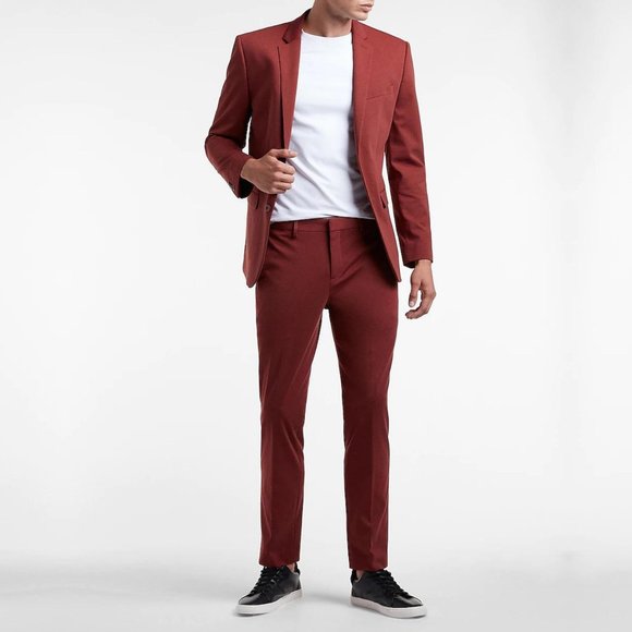 Express Suits & Blazers New Express Mens Slim Solid Rust Luxe